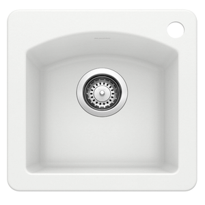 BLANCO, White 440205 DIAMOND SILGRANIT Drop-In or Undermount Bar Sink, 15" X 15" | Granite Composite, Heat, Scratch, & Stain Resistant, Fits 18" Mininum Cabinet