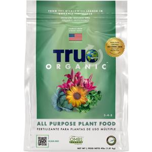 True Organic All Purpose Plant Food  Organic Fertilizer for Fruits, Vegetables, Flowers, and Herbs  4lb Bag Covers 87 sq. ft.