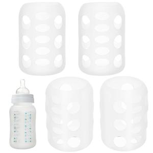 Silicone Baby Bottle Covers 4Pcs, Heat-Resistant Sleeves for Glass Bottles/Coffee Mugs, Non-Slip Grip & Baby Essentials for Newborn Parents Home Office Outdoor