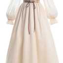 LTAKK Renaissance Dress Women Victorian Costume Ren Fair Medieval Dresses with Floral Corset, Medium