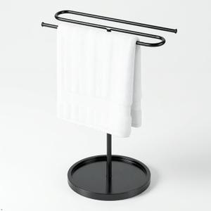 Free Standing Towel Holder, Stainless Steel S-Shaped Towel Rack for Bathroom & Kitchen Countertop, Holds 2 Hand Towels, Anti-Tip Design,(Black)