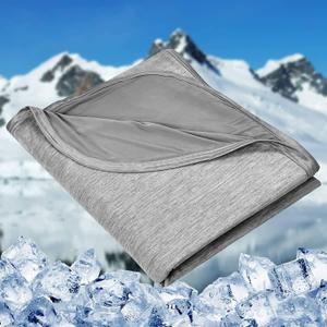 HOMFINE Cooling Blankets for Hot Sleepers - Summer Blanket Thin Lightweight Breathable Soft Double Side Enhanced Cooling for Bed Couch Sofa, Keep Cool for Night Sweats (Grey, 90 x 90 inches)
