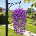 Artificial Flowers for Outdoors, Fake Hanging Flowers for Decoration, UV Resistant Artificial Outdoor Plants, 2 Pcs Artificial Petunias for Outdoors Garden Patio Porch Yard Decoration, Purple