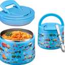 Soup Thermo for Hot Food Kids 14oz Lunch Containers with Buckle Lid Wide Mouth Hot Food Jar Vacuum Insulated Stainless Steel Bento Box Leakproof with Spoon(Blue)