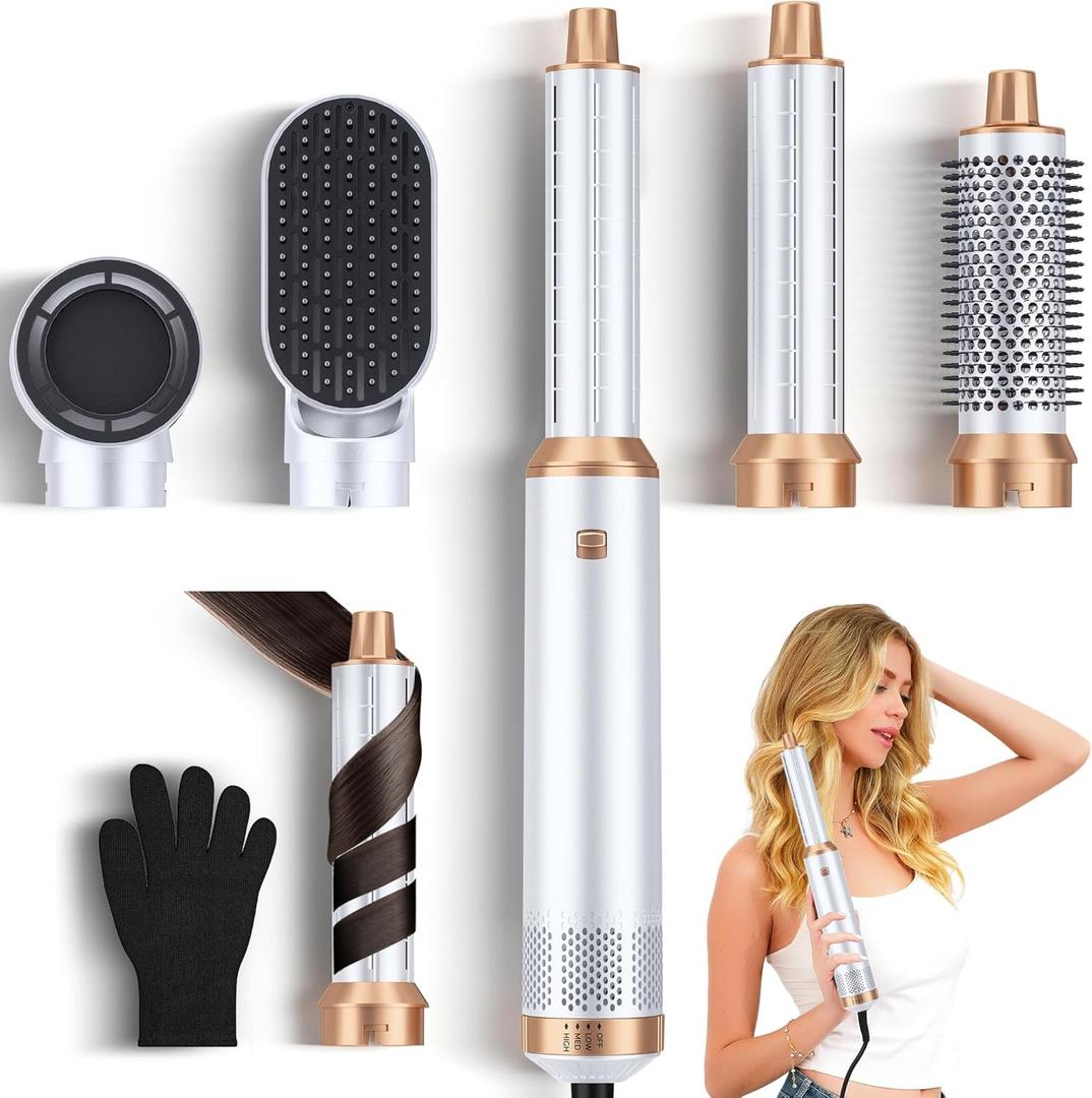 5 in 1 Blow Dryer Brush, Upgrade Hair Dryer Brush Air Curler Air Curling Wrap Styler, Detachable Hot Air Brush Negative Ion Curling Brush Iron, Hair Styling Tools for Drying Curling Straightening