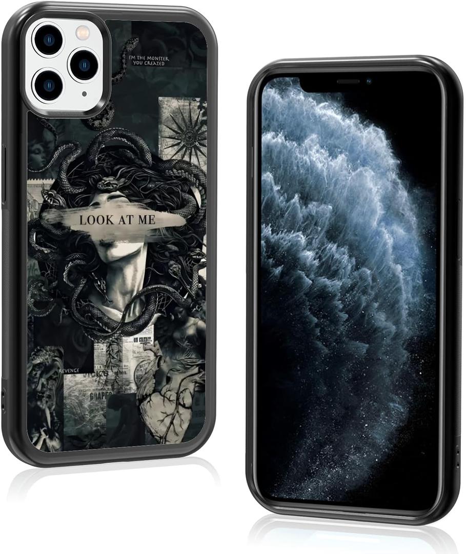 Trendy Gothic Dark Medusa Aesthetic Phone Case Compatible with iPhone 11 Pro Max 6.5 Inch - Shockproof Protective Horror Halloween Case, Vintage Western Mythology Phone Case for Women Men Girls