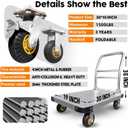 Heavy Duty Platform Truck Flat Moving Cart Hand Trucks, 1500Lbs Steel Push Cart Dolly, 30 x 19in Large Flatbed with 4'' 360 Degree Swivel Wheels for Easy Storage