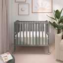 Dream On Me 3-in-1 Portable Folding Stationary Side Mini Baby Crib in Steel Grey & Mattress, GreenGuard Gold & BSA, Use as Changer & Playpen, Locking Wheels, 3 Mattress Heights, Extra Firm Mattress