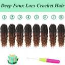 Deep Faux Locs Crochet Hair 12 Inch 8 Packs Goddess Locs Crochet Hair Pre Looped Curly Crochet Hair for Black Women Soft Locs Crochet Braids with Curly Ends (Black mixed Dark Brown)