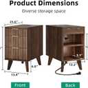 13" W Fluted Narrow End Table with 3 Drawers(Dark Walnut), 23.6"D x 13.4"W x 23.6"H