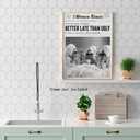 Vintage Black And White Newspaper Wall Art The New York Better Late Than Ugly Canvas Prints Funky Feminist Poster Trendy Wall Decor for Girl Dorm Room bar cart decor 12x18inch Unframed (style-6)