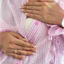 MakeMeChic Women's Maternity Blouse Spring Striped Long Sleeve Pregnancy Button Down Shirts (Pink, XL)