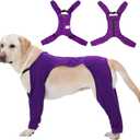 4-Leg Dog Surgery Recovery Suit & Outdoor Dust Pants, Cooling Touch Surgical Suit for Dogs, Dog Rear Leg Recovery Sleeve to Stop Licking, Medium Breeds Dog Post Onesie for Front & Back Leg, Purple, L