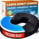 5 STARS UNITED Donut Pillow Hemorrhoid Tailbone Cushion Large Floor Cushion for Pain Relief Coccyx, Prostate, Sciatica, Pelvic Floor, Pressure Sores, Pregnancy, Postpartum Recovery, Arctic Black