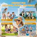 2 x Beach Sun Hats for Women, Wide Brim Visor Hats of Paper Straw, Adjustable, Packable Ponytail Hats Floppy, for Beach Fishing Gardening Golf Hiking, Khaki (Beige)