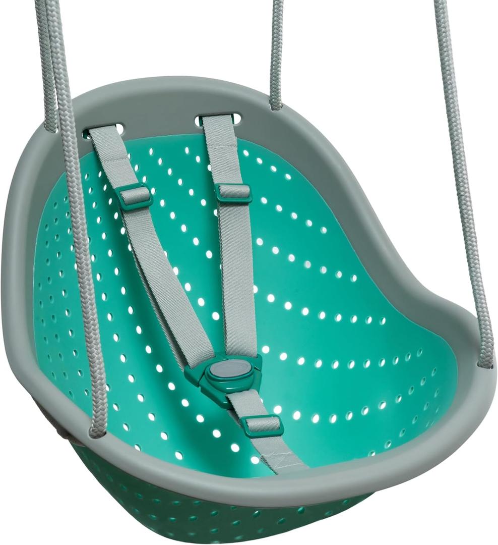 Sweeng Child Swing with Ease Z Adjust Harness Straps, Collapsible and Flexible Design, and Easy Hang Metal Hooks for Patio, Lawn, and Garden, Teal