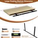 12 Inch Deep Floating Shelves, 36" W x 12" D Wood Floating Shelves for Wall, Large Storage Space Wall Mount Shelf with Invisible Brackets for Living Room Kitchen Bathroom, 1 Pack, Oak