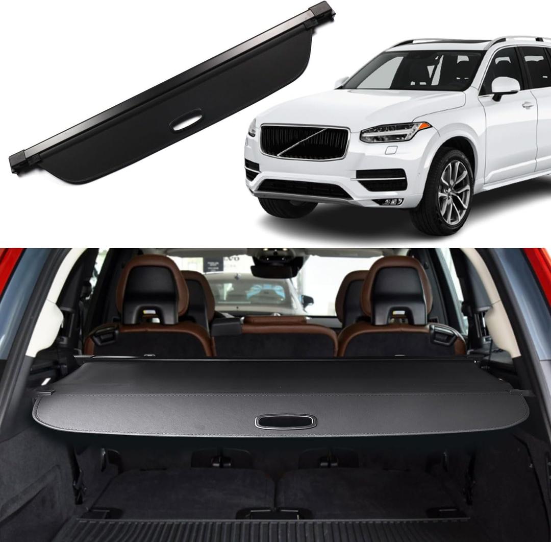 Cargo Cover for Volvo XC90 2025 2016 2017 2018 2019 2020 2021 2022 2023 2024 Accessories Rear Trunk Cover Rear Trunk Security Cover Shielding Shade, Black