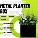 Metal Planter Box 20" x 20" x 20" Large Square Planter Heavy Duty Galvanized Steel Tall Plant Boxes with Insert Shelf and Drainage Holes for Outdoor Patio Yard Garden Porch Terrace