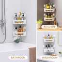 LEVERLOC Corner Shower Caddy Suction Cup, shower shelves suction cup, 2 Pack Basket Powerful Bathroom, Waterproof & Oil-proof Organizer for Kitchen, No-Drilling Removable