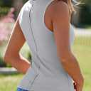 Imily Bela Womens Ribbed Tank Tops Summer Slim Fit V Neck Tops Casual Basic Knit Sleeveless Shirts (Small, Light Grey)