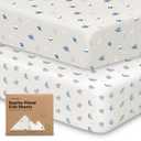 KeaBabies 2-Pack Organic Crib Sheets for Boys, Girls - 52x28 Fitted Crib Mattress Sheet Neutral, Breathable Jersey Cotton Cover for Baby Bed, Toddler Mattress, Soft & Cute Prints (Cosmo)