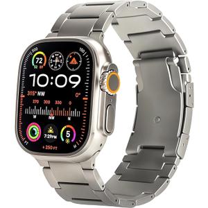 Titanium Watch Band for Apple Watch ULTRA 3/2/1 (49mm)  Adjustable, Secure Clasp, Premium Strap (Natural Titanium)