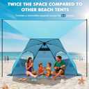 Elegear CumbreX Beach Tent with Canopy 4-6 Person, 1-Second Umbrella-Style Setup Pop Up Sun Shelter Shade, UPF 50+ UV Protection Four-Layer Silver-Coated Lightweight Portable Beach Cabana - Aqua Blue