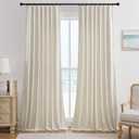 Timeper Beige Cream Pleat Back Tab Velvet Curtains W62 x L84 inches 2 Panels, Room Darkening Solid Home Decor Curtains for Bedroom Living Dining Room Thermal Insulated Luxury Super Soft Window Drapes (62"W x 84"L (Pack of 2), Cream Beige)