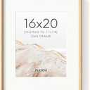 FLYJOE 16x20 Picture Frame, Natural Solid OAK Wood Photo Collage Frame with HD Tempered Glass, Rounded Corner Wooden Frame 16 x 20 Matted to 11x14, Gallery Wall Frames for Art, Wall or Tabletop Display