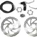 Star-Art Front and Back Disc Brake Kit - Aluminum Alloy Calipers, 2 Pcs Stainless Steel 160 mm Rotors & Cable & Brake Lever & 12 Bolts, Freewheel Threaded Hubs Hole Distance of 48mm
