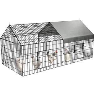 Chicken Coop 86"×40" Chicken Run Pen for Yard with Cover Outdoor Metal Portable Chicken Tractor Cage Enclosure Crate Outside for Small Animals Duck Rabbit Hen