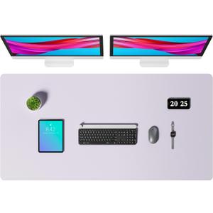 Aothia Faux Leather Desk Mat  Large Mouse Pad, Non-Slip PU Leather Blotter, Waterproof Writing Surface for Office and Home (Soft Lavender, 47.2" x 23.6")