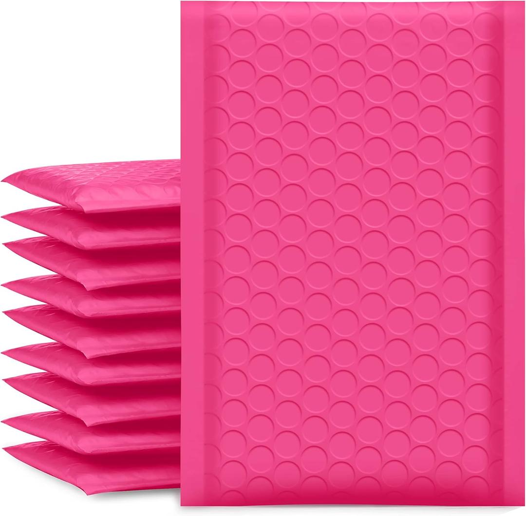 UCGOU Bubble Mailers 4x8 Inch Hot Pink 100 Pack Poly Padded Envelopes Small Business Mailing Packages Opaque Self Seal Boutique Shipping Bags Bubble Mailer