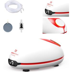 1w Ultra Quiet Aquarium Air Pump, Aquarium Aerator Adjustable Airflow, Single Hole Suitable for 20 to 40 GPH Fish Tank