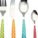 ANNOVA 24PCS Flatware Set - Stainless Steel Silverware/Cutlery with Color Handles - 6 x Dinner Forks, 6 x Dinner Knives, 6 x Dinner Spoons, 6 x Dessert Spoons - Service for 6 (Mix Color)