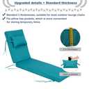 Outdoor Chaise Lounge Cushions Set of 2, Waterproof Fade Resistant Patio Lounger Cushion with Removable Cover, Replacement Sun Lounger Pad for Pool Deck Lawn (Turquoise, 80*26*3 inch)