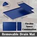 Silicone Coffee Bar Mat 24 x 16 in with Drying Tray, Ocean blue | 24 x 16 in food-grade silicone mat for home/coffee bar; removable tray, raised rim, smooth base adds grip, heat insulation