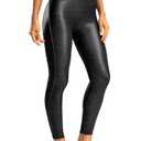 SANTINY Women's Faux Leather Leggings 25''/27''/29''-High Waisted Stretch Leather Pants Pleather Tights for Women（Black02_25S） Black