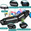 PetAmi Hands Free Dog Leash, Dog Running Leash Belt Bag for Walking, Jogging, Dog Waist Double Zipper Pouch with Poop Bag Dispenser, Dual Padded Handles Reflective Bungee Leash, Double (Black)
