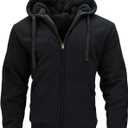 Sherpa Lined Hoodies for Men Heavyweight Full Zip Up Sweatshirt Thick Fleece Jackets Winter Warm Coats (Black, L)