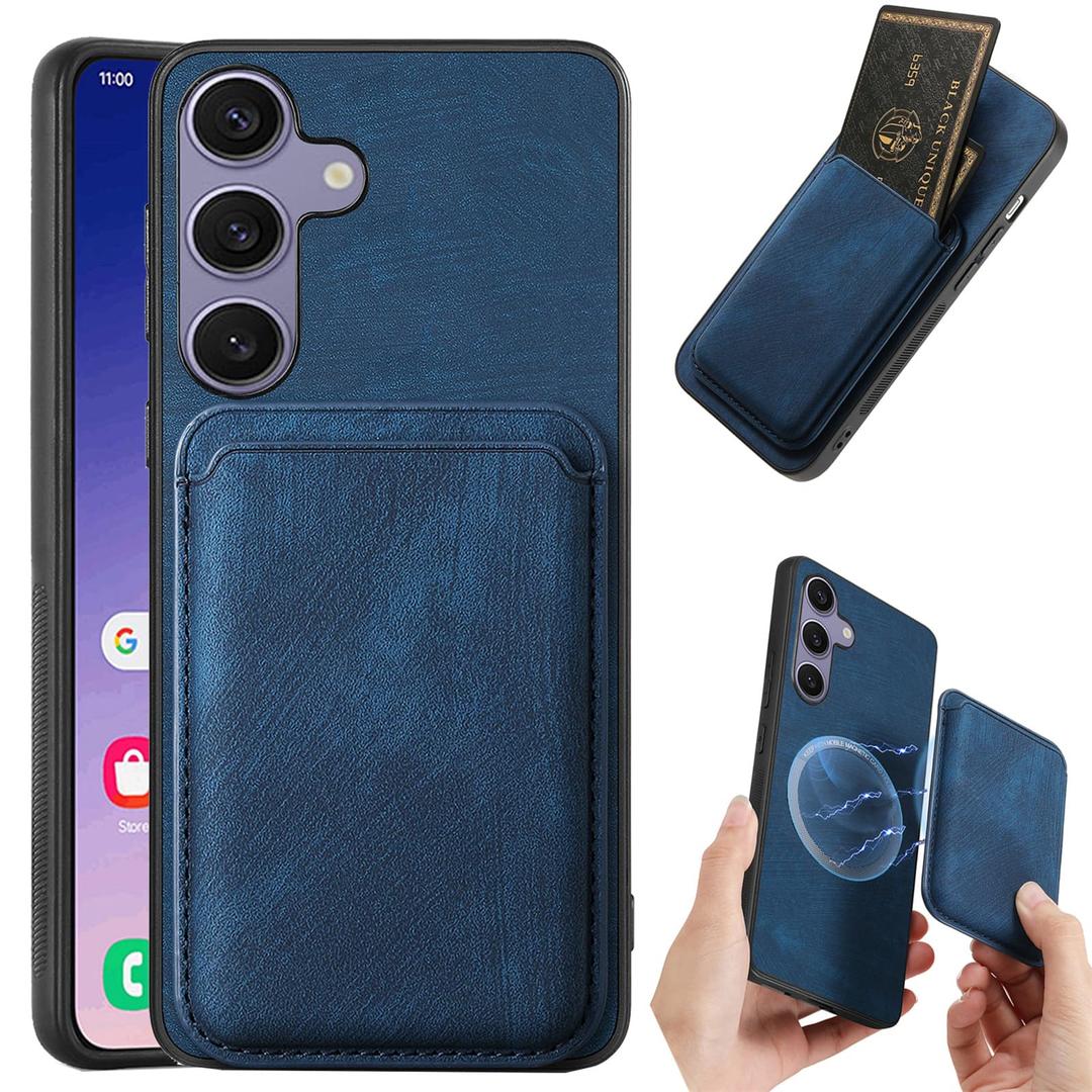CCSmall Case for Samsung Galaxy S25 Detachable Magnetic Wallet with Card Holder, Retro PU Leather Phone Case Cover with Card Slots for Samsung Galaxy S25 [2 in 1] Blue