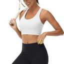 MAGCOMSEN Women's Sports Bras Cross Back Wireless Padded Bra Wide Strap Low Impact Moisture-Wicking for Workout Gym Yoga (White)