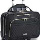 Rolling Laptop Bag, Laptop Briefcase on Wheels for Women Fits Up to 15.6Inch Computer Bags Water Resistant for Work Travel and Business, Black