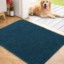 OLANLY Dog Door Mat for Muddy Paws 40x32, Absorbs Moisture and Dirt, Absorbent Non-Slip Washable Doormat, Quick Dry Chenille Mud Mat, Entry Indoor Entryway Carpet for Inside Floor, Atlantic Blue