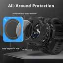 Watch Screen Protector for Amazfit T-Rex 3 Pro 48mm，with Auto-alignment Installation Frame, Tempered Glass Film Anti-Scratch High Definition Full Coverage and Silicone Case Cover (black)