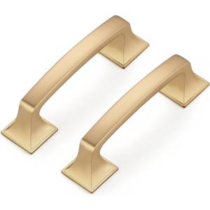 Ravinte 30 Pack Solid 3" Square Foot Arch Pulls Kitchen Cabinet Handles Champagne Bronze Drawer Pulls Kitchen Cabinet Hardware for Cupboard Handles (3 Inch Hole Center)