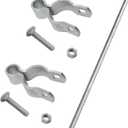1-5/8" x 32" Cane Bolt GateChain Link Fence Gate Drop Rod Kit for Single or Double GateHeavy Duty Galvanized Steel Gate Cane Bolt with Frame Hinges