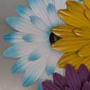 Zhehao 6 Pcs Metal Flower Wall Art Decor Sunflower Wall Decorations Hanging Outdoor Metal Art Multicolored Handmade Metal Flowers Outdoor Decor(Bright Color,8 Inch)