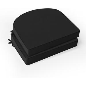 Outdoor Chair Cushions Set of 2: Waterproof & Fade Resistant Patio Furniture Cushions - 17 x 16 x 2 Inch Non Slip Round Corner Seat Cushion Pads with Removable Cover for Garden Yard Lawn, Black